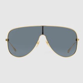 Gucci GG1436S 001 99-1 Kadın Siyah Mat Camlı Altın Metal Geometrik Güneş Gözlüğü