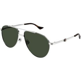 Gucci GG1440S 002 59-14 Erkek Yeşil Mat Camlı Gümüş Metal Damla Güneş Gözlüğü