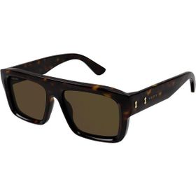 Gucci GG1461S 002 55-17 Unisex Kahverengi Mat Camlı Kahverengi Asetat Dikdörtgen Güneş Gözlüğü