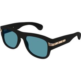 Gucci GG1517 002 54-19 Unisex Mavi Mat Camlı Siyah Asetat Dikdörtgen Güneş Gözlüğü