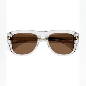 Gucci GG1517 004 54-19 Unisex Kahverengi Mat Camlı Şeffaf Asetat Dikdörtgen Güneş Gözlüğü