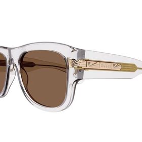 Gucci GG1517 004 54-19 Unisex Kahverengi Mat Camlı Şeffaf Asetat Dikdörtgen Güneş Gözlüğü