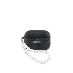 Guess Airpods Pro 3 Uyumlu 4g Siyah Desenli Taşlı Zincirli Kulaklık Kılıfı