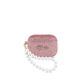 Guess Airpods Pro 3 Uyumlu Glitter Pembe İnci Askılı Kulaklık Kılıfı