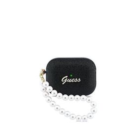 Guess Airpods Pro 3 Uyumlu Glitter Siyah İnci Askılı Kulaklık Kılıfı