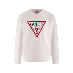 Guess AUDLEY CN FLEECE - ORGANIC CLEAR ST Bisiklet Yaka Beyaz Erkek Sweatshirt