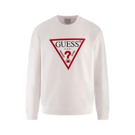 Guess AUDLEY CN FLEECE - ORGANIC CLEAR ST Bisiklet Yaka Beyaz Erkek Sweatshirt