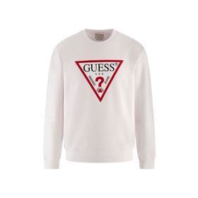 Guess AUDLEY CN FLEECE - ORGANIC CLEAR ST Bisiklet Yaka Beyaz Erkek Sweatshirt