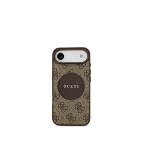 Guess Circle Classic Serisi iPhone 17 Air Yazı Logolu Magsafe Uyumlu Kahverengi Telefon Kılıfı
