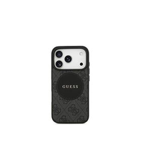 Guess Circle Classic Serisi iPhone 17 Pro Yazı Logolu Magsafe Uyumlu Siyah Telefon Kılıfı