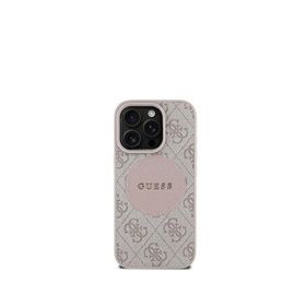 Guess Circle Serisi iPhone 15 Pro Max Magsafe Uyumlu Pembe Telefon Kılıfı