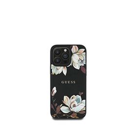 Guess Flowers Serisi iPhone 15 Pro Max Magsafe Uyumlu Siyah Telefon Kılıfı