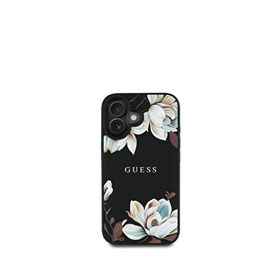 Guess Flowers Serisi iPhone 16 Magsafe Uyumlu Siyah Telefon Kılıfı