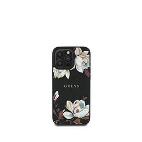 Guess Flowers Serisi iPhone 16 Pro Magsafe Uyumlu Siyah Telefon Kılıfı