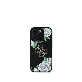 Guess Flowers Serisi iPhone 16 Pro Max Magsafe Uyumlu Siyah Telefon Kılıfı