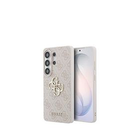 Guess Galaxy S26 Ultra Pembe Metal Logolu Pu Deri Telefon Kılıfı
