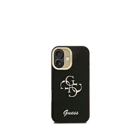 Guess Grained iPhone 16 Kamera Standlı Siyah Telefon Kılıfı