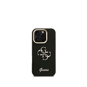 Guess Grained iPhone 16 Pro Max Kamera Standlı Siyah Telefon Kılıfı