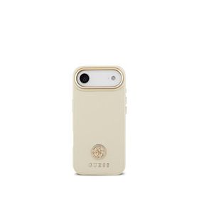 Guess Grained Serisi iPhone 17 Air 4G Logolu Magsafe Uyumlu Bej Telefon Kılıfı