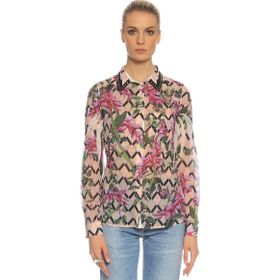 Guess GU71W64H55W70Q0 Pembe Yeşil Kadın Gömlek