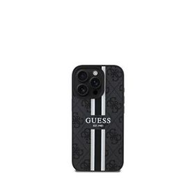 Guess iPhone 15 Pro Max Printed 4G Şerit Logolu Siyah Magsafe Uyumlu Telefon Kılıfı
