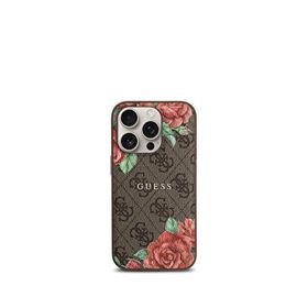 Guess iPhone 15 Pro Rose Desenli Magsafe Uyumlu Kahverengi Telefon Kılıfı