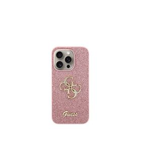Guess Iphone 15 Pro Uyumlu Glitter 4g Logolu Pembe Silikon Kılıf