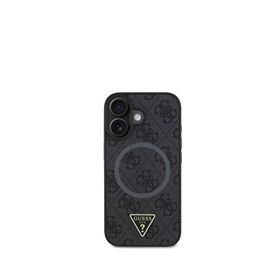 Guess iPhone 16 4G Desenli Üçgen Logolu Magsafe Uyumlu Siyah Telefon Kılıfı