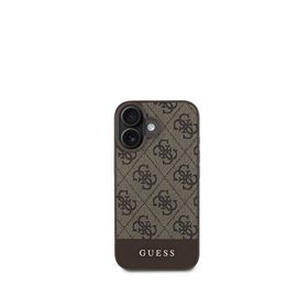 Guess iPhone 16 Kahverengi Şerit Logolu Telefon Kılıfı