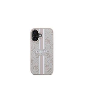 Guess iPhone 16 Plus Pembe 4G Şerit Logolu Magsafe Uyumlu Telefon Kılıfı