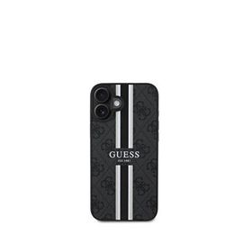 Guess iPhone 16 Plus Printed 4G Şerit Logolu Magsafe Siyah Uyumlu Telefon Kılıfı
