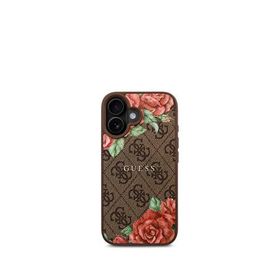 Guess iPhone 16 Plus Rose Desenli Magsafe Uyumlu Kahverengi Telefon Kılıfı