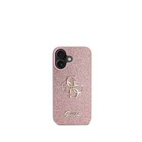 Guess Iphone 16 Plus Uyumlu Glitter 4g Pembe Logolu Telefon Kılıfı