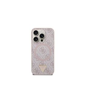 Guess iPhone 16 Pro 4G Desenli Üçgen Logolu Magsafe Uyumlu Pembe Telefon Kılıfı