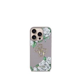 Guess iPhone 16 Pro 4G Logolu Gül Desenli Magsafe Uyumlu Mor Telefon Kılıfı