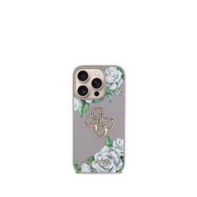 Guess iPhone 16 Pro Max 4G Logolu Gül Desenli Magsafe Uyumlu Mor Telefon Kılıfı