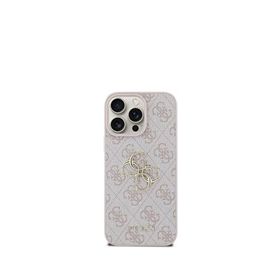 Guess iPhone 16 Pro Max 4G Logolu Uyumlu Pembe Telefon Kılıfı