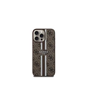 Guess iPhone 16 Pro Max Kahverengi 4G Şerit Logolu Magsafe Uyumlu Telefon Kılıfı