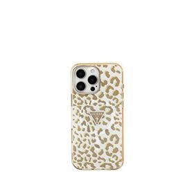 Guess Iphone 16 Pro Max Leopar Desenli Simli Üçgen Logolu Magsafe Uyumlu Telefon Kılıfı