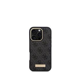Guess iPhone 16 Pro Max Metal Plaka Logo Magsafe Uyumlu Siyah Telefon Kılıfı