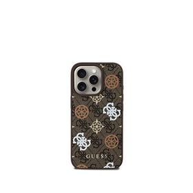 Guess iPhone 16 Pro Max Peony 4G Logolu Magsafe Kahverengi Uyumlu Telefon Kılıfı