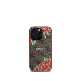 Guess iPhone 16 Pro Max Rose Desenli Magsafe Uyumlu Kahverengi Telefon Kılıfı