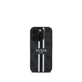 Guess iPhone 16 Pro Printed 4G Şerit Logolu Magsafe Siyah Uyumlu Telefon Kılıfı
