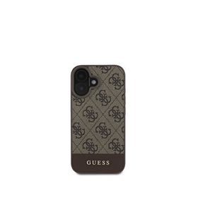 Guess iPhone 16 PU Deri Şerit Logo Dizaynlı Telefon Kılıfı