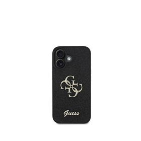 Guess iPhone 16 Siyah Uyumlu Glitter 4G Logolu Telefon Kılıfı