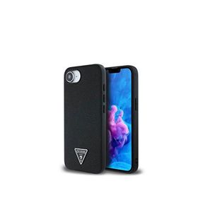 Guess iPhone 16E Grained Triangle Magsafe Uyumlu Siyah Telefon Kılıfı