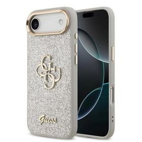 Guess iPhone 17 Air 4G Büyük Metal Logolu Glitter Gri Kılıf