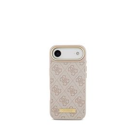 Guess iPhone 17 Air 4G Serisi Metal Plakalı Klasik Logolu Magsafe Uyumlu Pembe Telefon Kılıfı