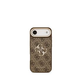 Guess iPhone 17 Air Büyük 4G Metal Logolu Kalın Askılı Kahverengi Telefon Kılıfı