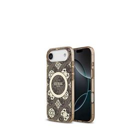 Guess iPhone 17 Air Iml Peony 4G Desenli Klasik Logolu Kahverengi Magsafe Uyumlu Telefon Kılıfı